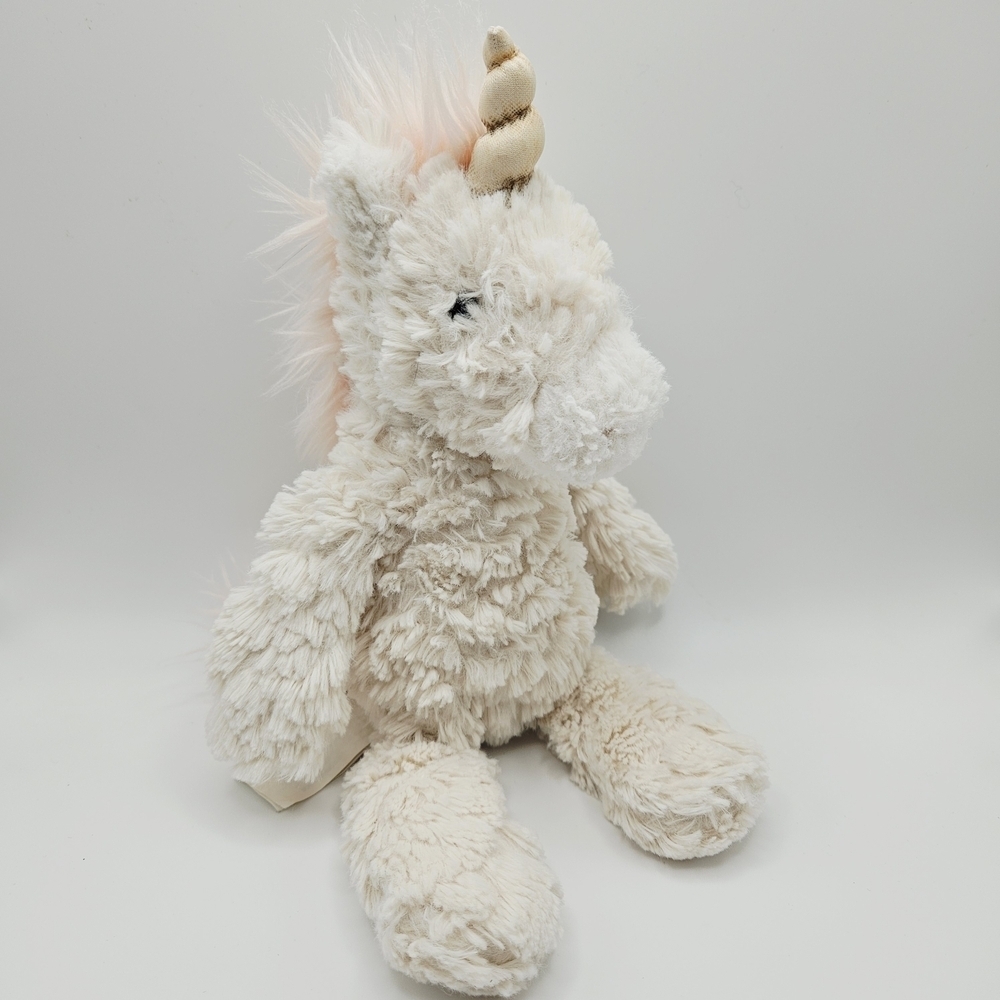 Mary Meyer Cream Putty Unicorn Stuffed Plush Pink Mane Shimmery 12"